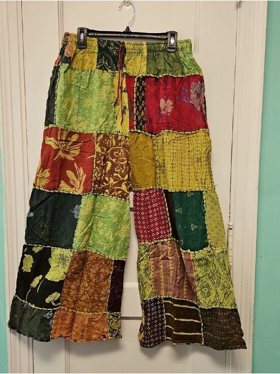 Wevez Pants - Patchwork Wide Leg Pants - Multicolor